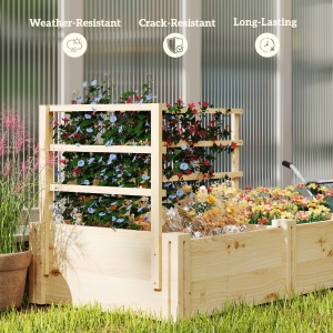 Jardinieră Înălțată din Lemn cu 3 Suporturi pentru Plante, 119x62,5x64 cm, Natural - Img 8