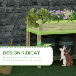 Jardiniera Inaltata din Lemn cu Picioare si Polita Inferioara pentru Gradina si Balcon 91x51x76cm - Img 4