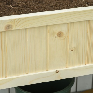 Jardinieră Înălțată Rabatabilă, Realizată din Lemn de Brad cu 4 Orificii de Drenaj, pentru Grădină, Terasă sau Balcon, 115x56x76 cm, Culoare Lemn - Img 8