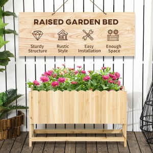 Jardiniera pentru exterior, verticala si de dimensiuni reduse din lemn de brad cu orificiu de scurgere si protectie interioara, 86x30x50 cm, culoarea lemnului - Img 4