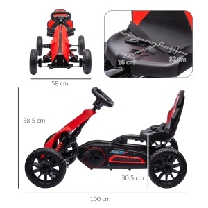 Kart Copii cu Pedale – Scaun Reglabil, Roti EVA 100×58×58.5 cm - Img 3