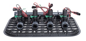 Kit 4 electrovalve 9V 1" cu racord olandez, colector si grila cutie electrovalva