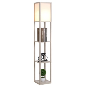 Lampa de Podea cu 3 Polite Integrate Cuplare E27 Putere 40W Stejar - Img 4