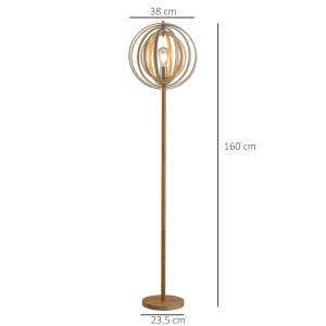Lampa de Podea Design cu Abajur cu Inele Reglabile din Lemn Becuri E27 Ф38 x 160 cm - Img 3