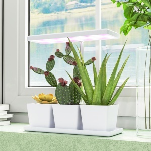 Lampă pentru Plante cu 30 de Lumini LED și 3 Vase 31.8x13.4x35.6 cm Alb - Img 2