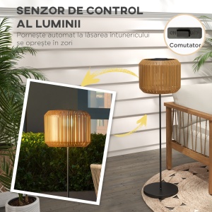 Lampă Solară de Grădină cu Iluminare LED și Aprindere Automată, Ø34x130 cm, Galben - Img 6
