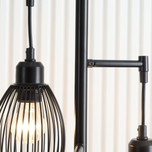 Lampadar Industrial cu 3 Abajururi și Intensitate Regulabilă, 30x30x170.5 cm, Negru - Img 9