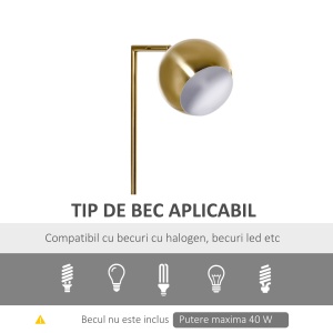 Lampadar Vintage – Abajur Reglabil, E27, Finisaj Auriu - Img 7
