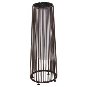 Lanternă Solară de Grădină cu Panou de Încărcare, Lampă solară de Exterior din Metal și Ratan, Ø21.5x61 cm, Maro - Img 1