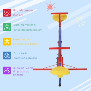 Leagan pentru Copii Dublu cu Balans Pivotant la 360° din Metal si PP - Img 4