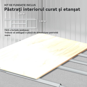 Magazie de Grădină 4,9 m² 277x195x192 cm cu 2 Uși Culisante, Acoperiș Înclinat și 4 Grile de Ventilație, Gri Argintiu - Img 7