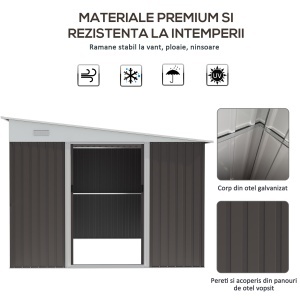 Magazie de Grădină cu Ușă Glisantă din Oțel Zincat Gri - Img 4