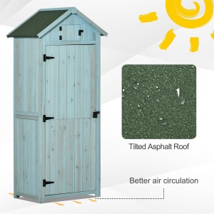 Magazie de Gradina pentru Scule din Lemn Impermeabila, 77x54,2x179cm,Albastru - Img 4