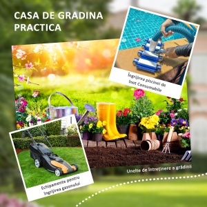 Magazie din Metal pentru Gradina, Gri - Img 4