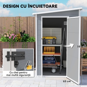 Magazie din Metal pentru Gradina, Gri - Img 7