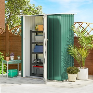 Magazie Grădină Dulap Scule Otel Impermeabil pentru Familie 142x84x189cm Verde Inchis - Img 2