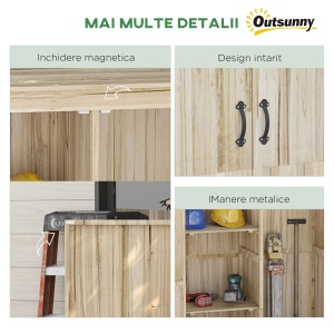 Magazina Gradina Lemn – Dulap cu Usi Duble pentru Unelte - Img 6