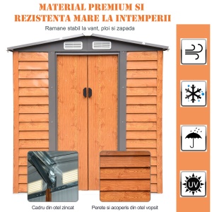 Magazina Gradina Otel – 197×160×201 cm, Usi Glisante Efect Lemn - Img 4