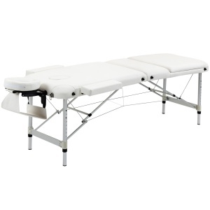 Masa Masaj Profesionala – Aluminiu Pliabila 215×60 cm Alb