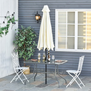 Masa pentru Gradina din Metal si Sticla cu Orificiu pentru Umbrela120x80x70cm - Img 2