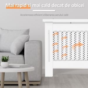Masca Calorifer 78×82×19 cm – Lemn Alb cu Grilaj Decorativ - Img 4