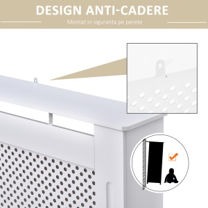 Masca Calorifer Lemn Alb – 151,5×82×19 cm cu Grilaj Elegant - Img 6