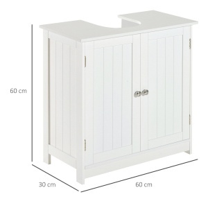 Masca Chiuveta Baie – MDF Alb, 2 Usi, 60×30×60 cm - Img 3