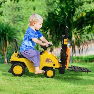 Masina de constructii pentru copii, Tractorul de plimbare cu depozitare sub scaun, roti cu banda de rulare - Img 2