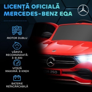 Mașină Electrică cu Licență Mercedes, Auto pentru Copii cu Telecomandă, Faruri și Claxon, 111.5x69x52.5 cm, Roșie - Img 4