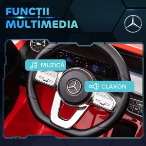 Mașină Electrică cu Licență Mercedes, Auto pentru Copii cu Telecomandă, Faruri și Claxon, 111.5x69x52.5 cm, Roșie - Img 7