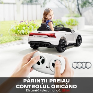 Mașină Electrică pentru Copii cu Motor Dublu, Centură de Siguranță, Telecomandă și Claxon, 103x58x41 cm, Alb - Img 5