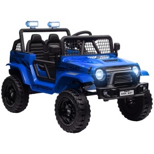Mașină electrică pentru copii Off-Road 12V cu dublu motor, vârsta 3-6 ani, telecomandă și lumini, albastră