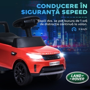 Mașinuță Electrică pentru Copii 18 Luni-5 Ani cu Licență Land Rover cu Muzică, USB și MP, 65x43x40 cm, Roșu - Img 7
