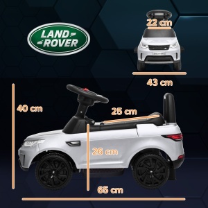 Mașinuță Electrică pentru Copii 18 Luni-5 Ani cu Licență Land Rover cu Muzică, USB și MP, 65x43x40 cm ,Alb - Img 3