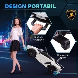 Mașinuță Electrică pentru Copii 3-5 Ani cu Uși Fluture, Mașinuță Electrică cu Telecomandă, 107,5x63x42 cm, Alb - Img 5