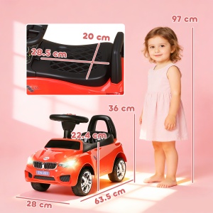 Mașinuță pentru Copii cu Volan, Mașină cu Faruri și Melodii Integrate, Vârstă 18-36 Luni, 63,5x28x36 cm, Roșu - Img 3