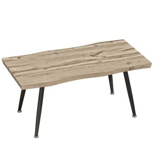 Măsuță de Cafea cu Blat Gros, Picioare Reglabile, Design Nordic cu Picioare din Oțel, 100x50x45 cm, Stejar