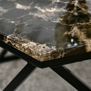 Masuta de cafea moderna cu blat din imitatie de marmura si structura din MDF si otel, 81x70x51,2 cm, negru - Img 8