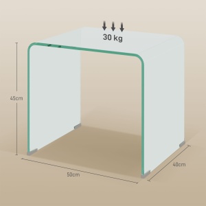 Măsuța de Cafea Modernă cu Picioare Antiderapante, Măsuță de Cafea din Sticlă Securizată, 50x40x45 cm, Transparent - Img 3