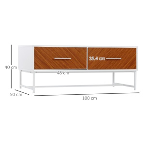 Masuta de cafea moderna , Masa de cocktail rectangulara cu sertare si compartiment de depozitare deschis, Picioare din metal pentru camera de zi - Img 3