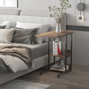 Masuta de Sufragerie, Noptiera cu Design Reglabil in Inaltime, Maro stil Rustic - Img 2