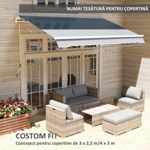 Material de Înlocuire pentru Copertină Retractabilă, 282x250 cm, Gri - Img 4