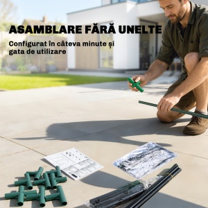 Mini Seră de Grădină cu Sac de Plantare, Seră pentru Grădină cu Ușă Rulabilă, Structură din Oțel, Acoperire din Plastic, pentru Legume, Flori, Plante, Verde Închis - Img 7