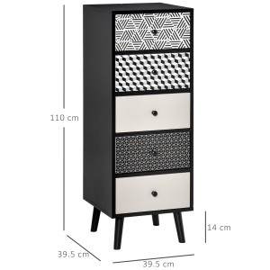 Mobila Comodă cu 5 sertare Mobilier modern pentru casa dimensiune 39.5x39.5x110 cm - Img 3