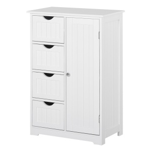 Mobila de Baie cu Usa Basculanta si Sertare Alb 56 x 30 x83cm - Img 1