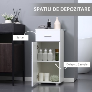 Mobilier Baie din Lemn cu Sertar si Dulapior 1 Usa cu Polite, 35x30x77,5 cm - Img 6