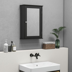 Mobilier de Baie Dulap Suspendat cu Oglindă 41x14x60cm Negru - Img 8