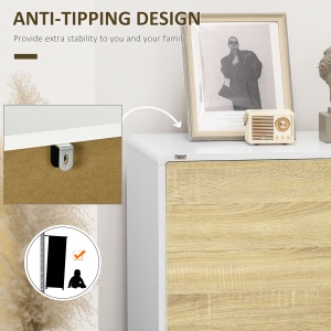 Mobilier multifunctional cu 2 usi de presiune si rafturi reglabile, dulap de living si dormitor din lemn, 80x40x70cm, alb si stejar - Img 8