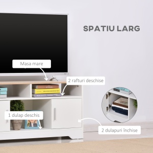 Mobilier TV 42” – Alb & Lemn Natural, Design Compact 105×52 cm - Img 5