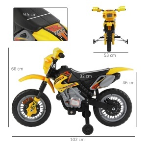 Moto Cross Electric Copii – Galben cu Rotite Laterale - Img 3